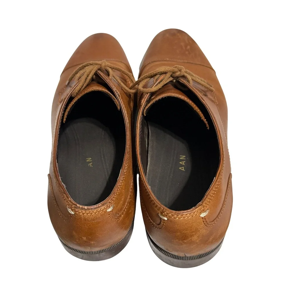 Cole Haan Mens Grand Evolution Tan Leather Cap Toe Oxford Dress Shoes‎ Size 9.5